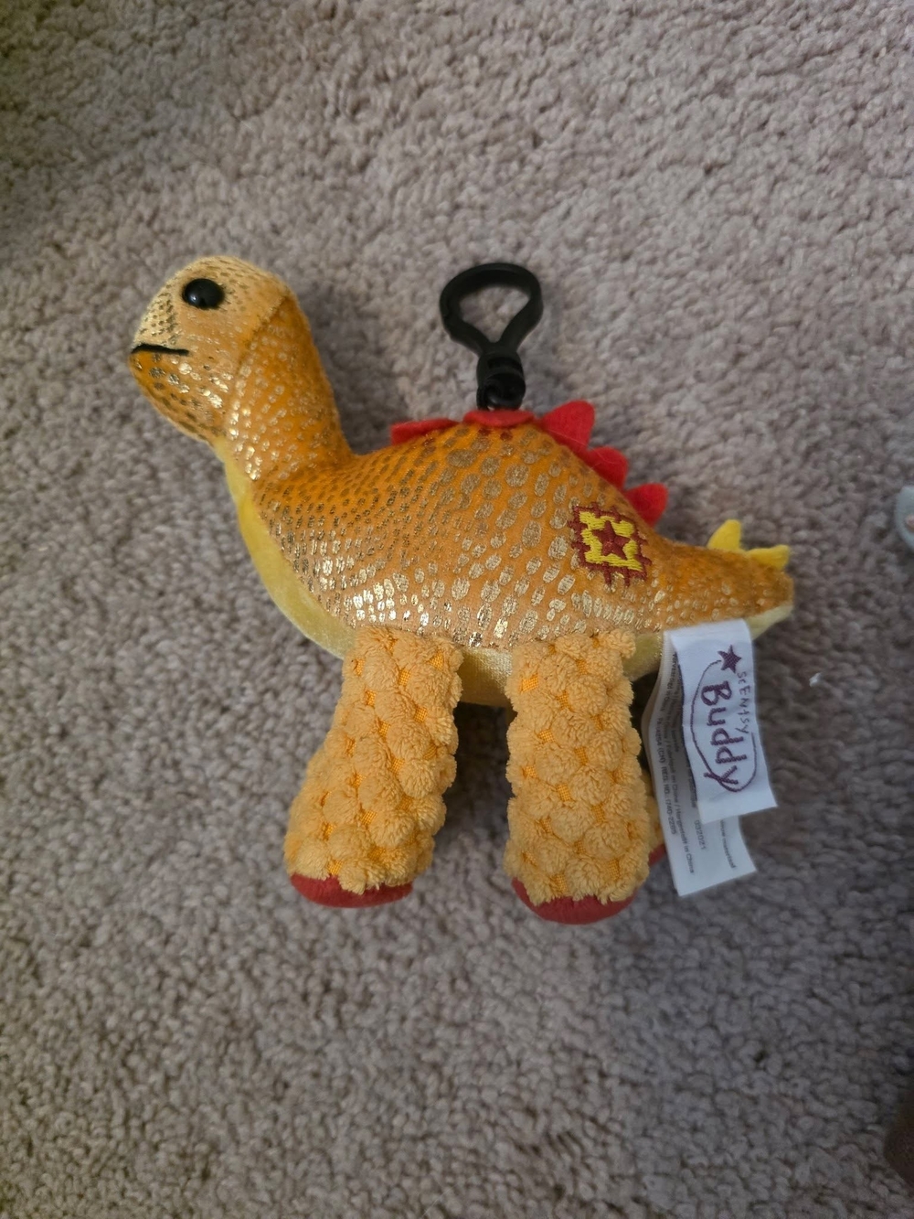 Kippy Keychain Plush Dinosaur - Gold & Orange